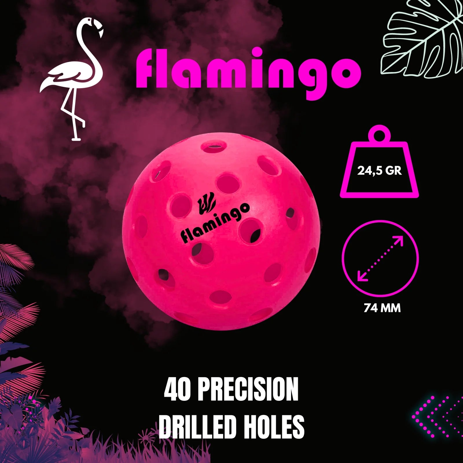 Pack de 3 pelotas pickleball Zcebra Onsight Flamingo Edition