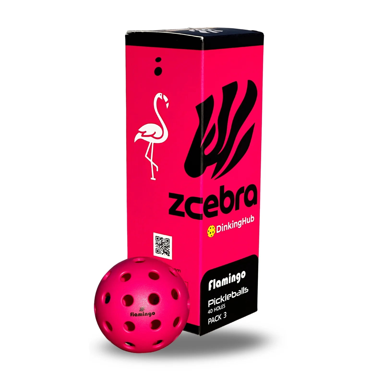 Pack de 3 pelotas pickleball Zcebra Onsight Flamingo Edition