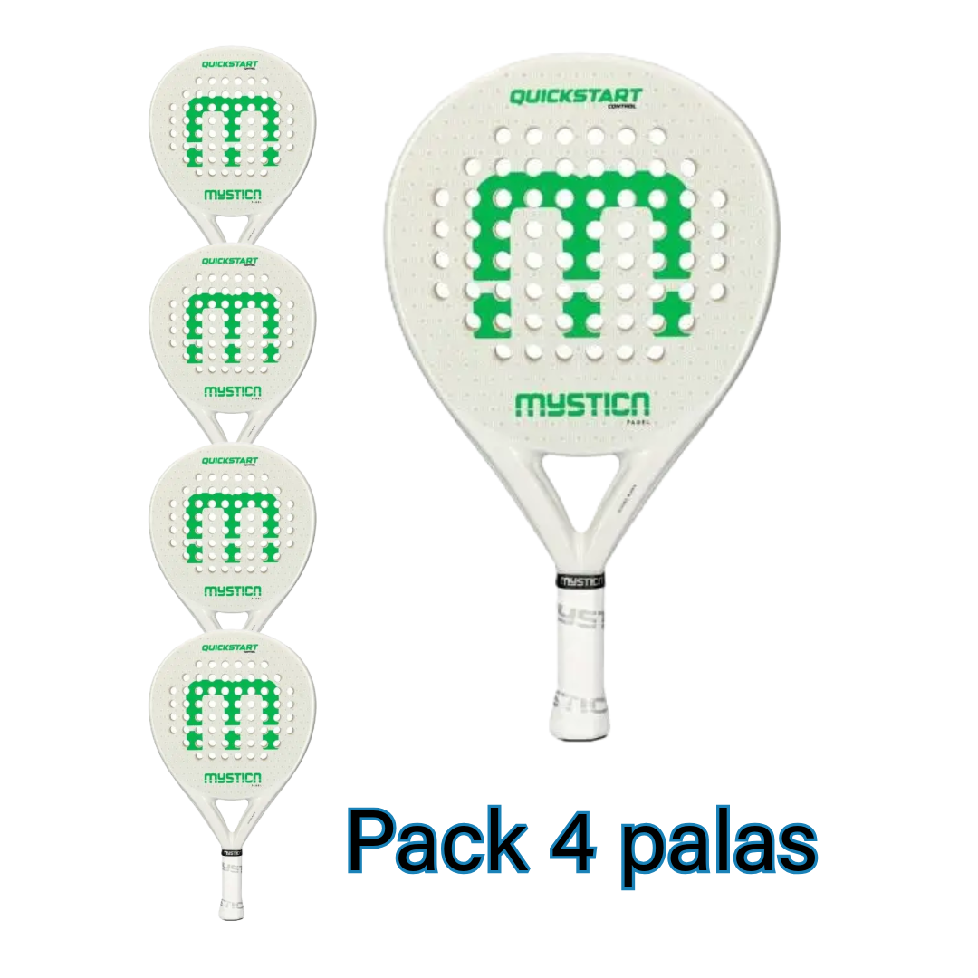 4 Mystica Quickstart Control White padel rackets pack