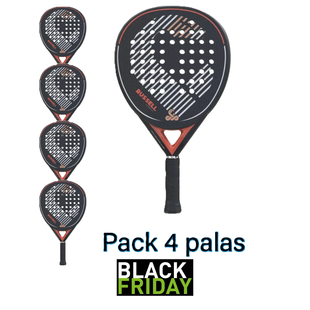 4 Vibor-a Rusell Classic Fiber padel rackets pack