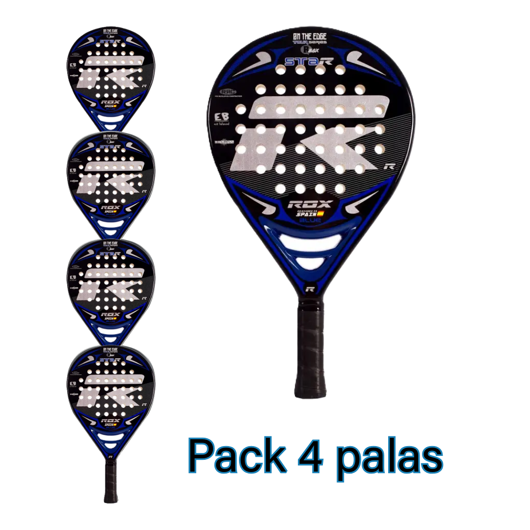 4 Rox R-Star Blue padel rackets pack