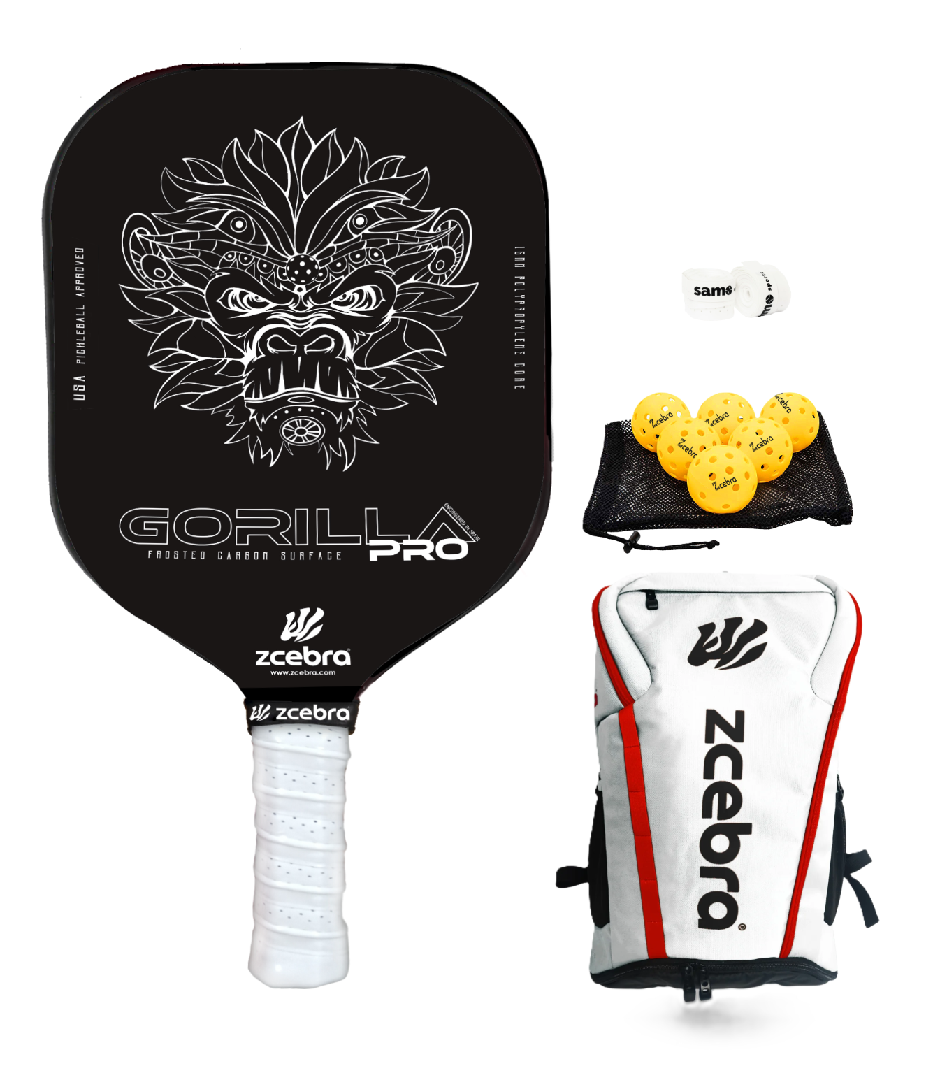 Pack Pickleball Zcebra Carbono Gorilla Pro Black