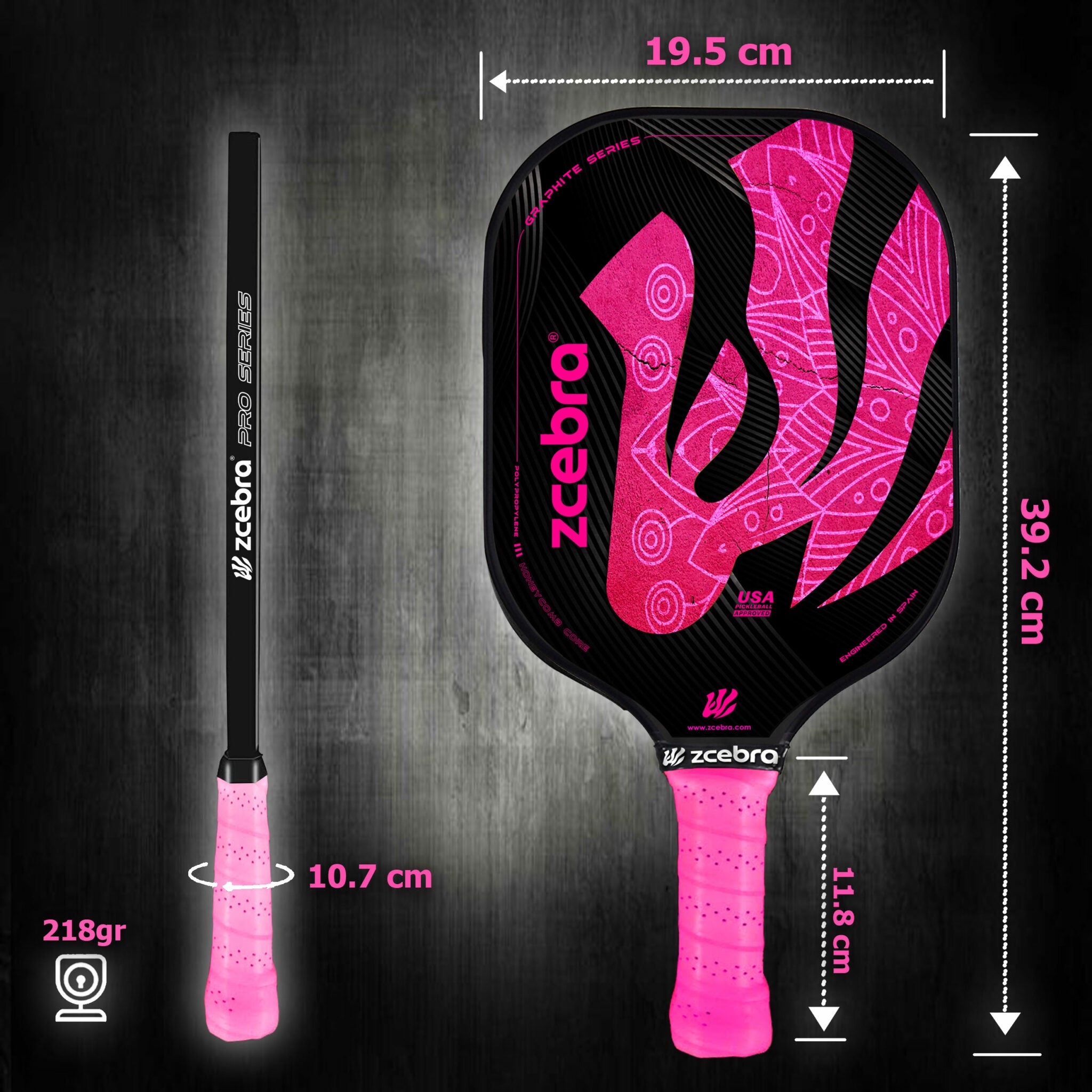 Zcebra pink black pickleball paddle