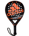 Pala Adidas modelo Adipower control lite en colores negro y naranja. Con forma redonda.