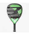 Pala bullpadel hack comfort 21. En forma de diamante. Colores gris, verde y negro.