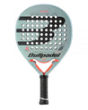 Pala de padel Bullpadel Flow 2021. Forma de lagrima en color azul con detalles naranjas.