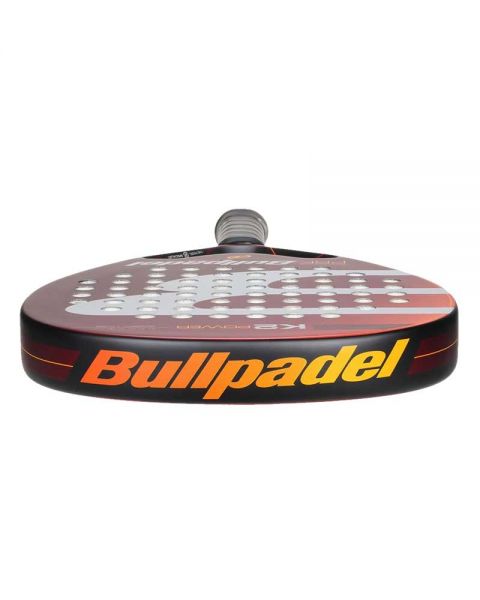 Pala de pádel Bullpadel K2 Power año 2022. En colores naranja, blanco y negro.